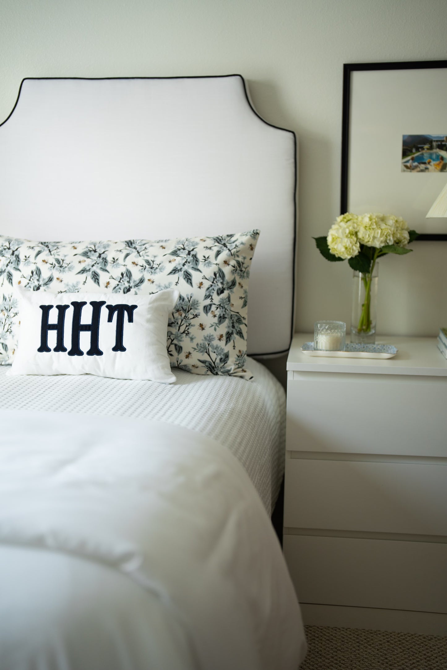 Navy Blue Piping Headboard