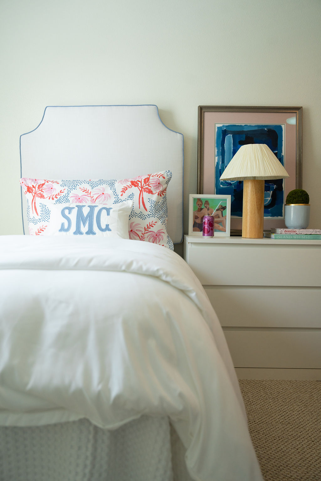 Light Blue Piping Headboard