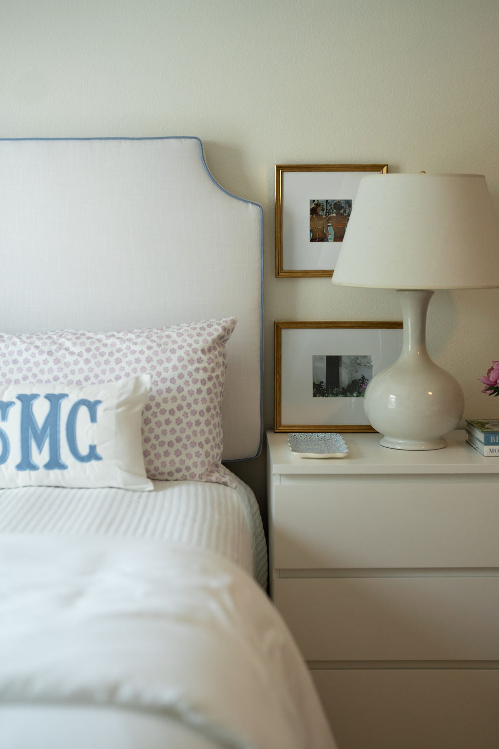 Light Blue Piping Headboard