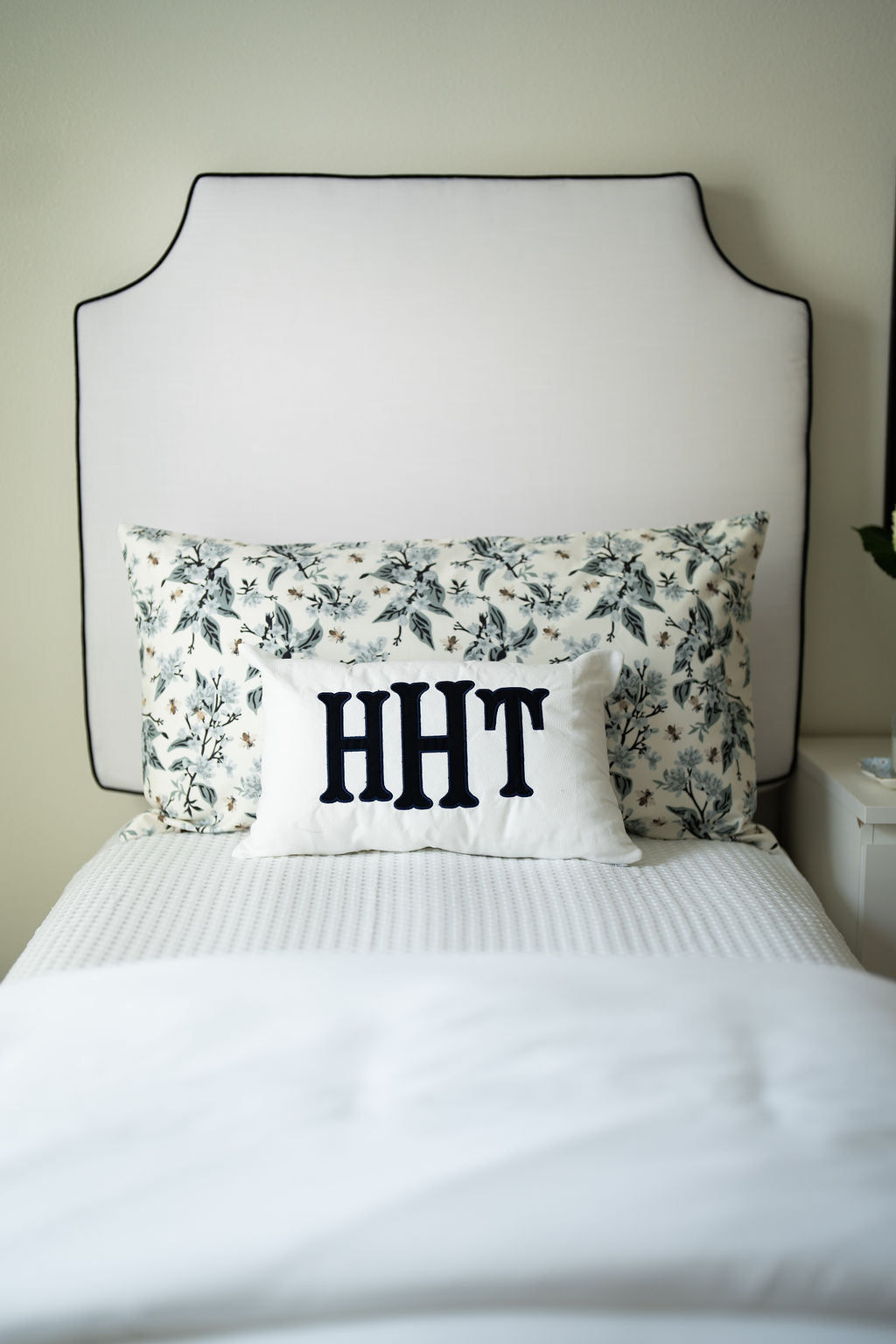 Navy Monogram Appliqué Pillow Cover