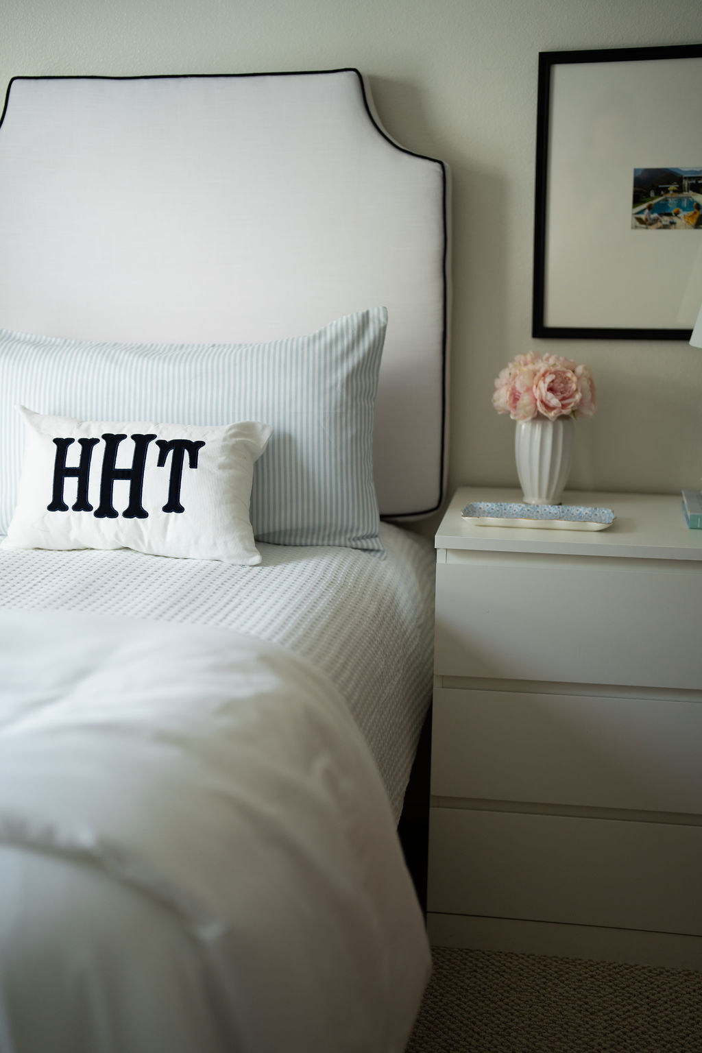 Navy Monogram Appliqué Pillow Cover