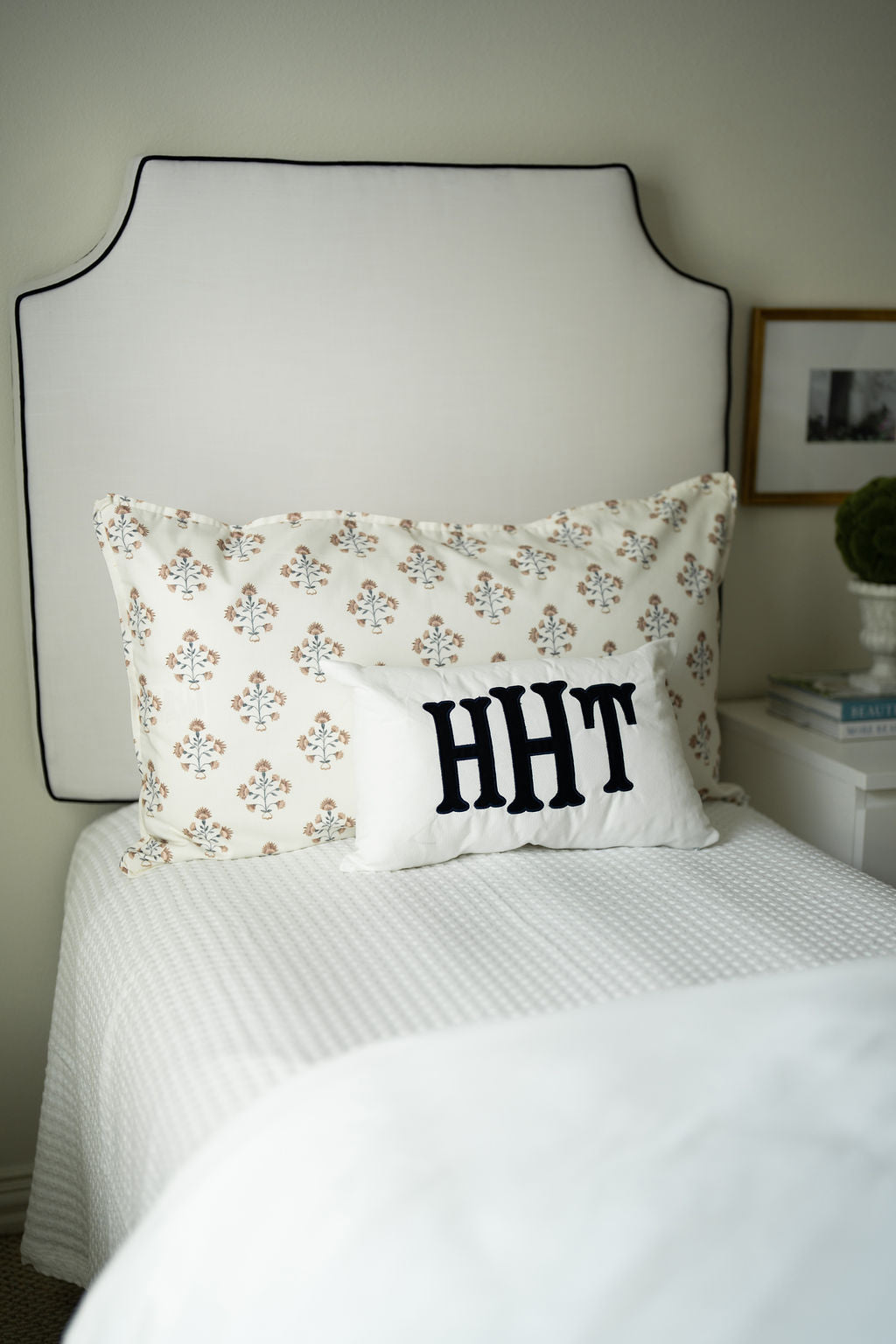 Navy Monogram Appliqué Pillow Cover