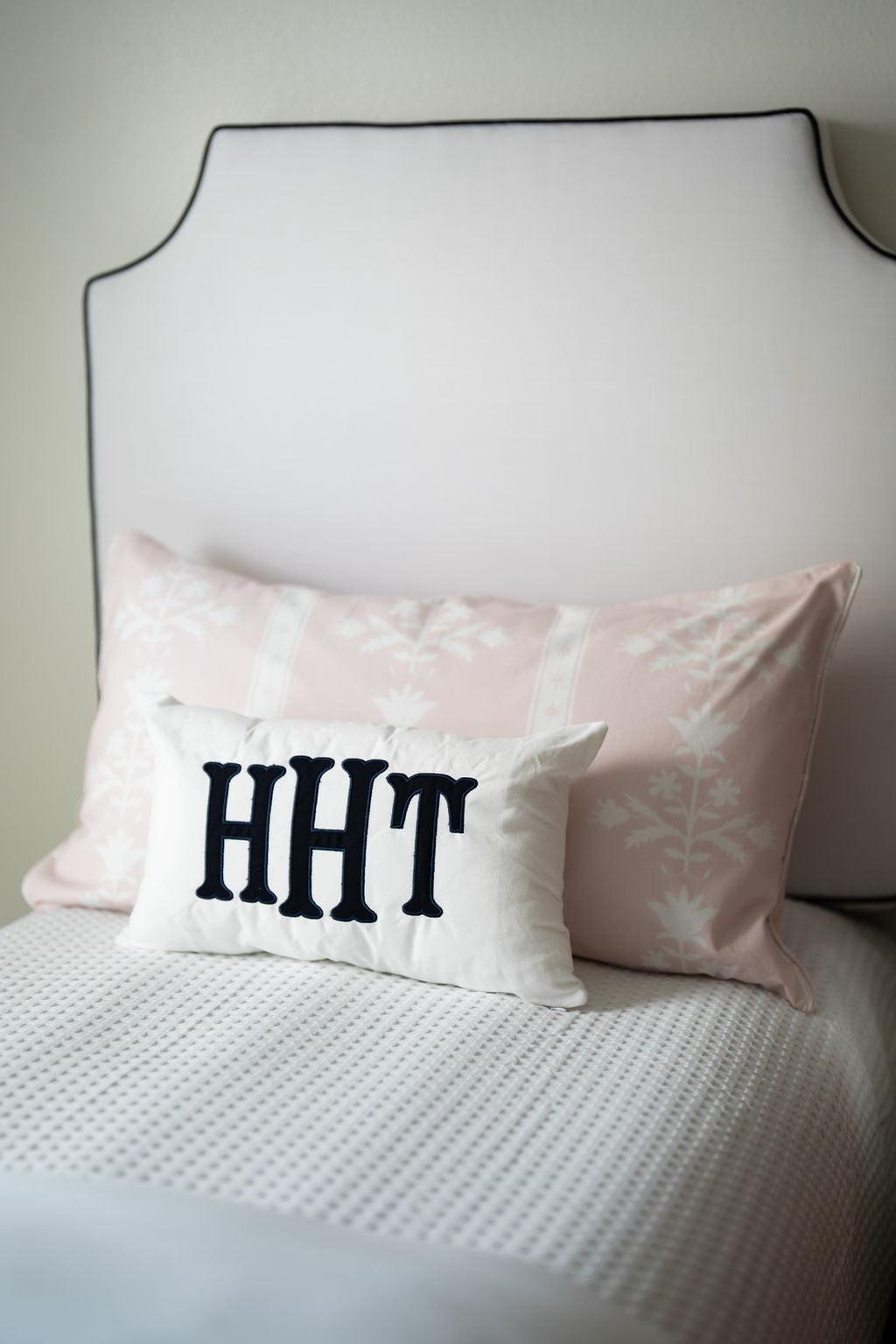 Navy Monogram Appliqué Pillow Cover