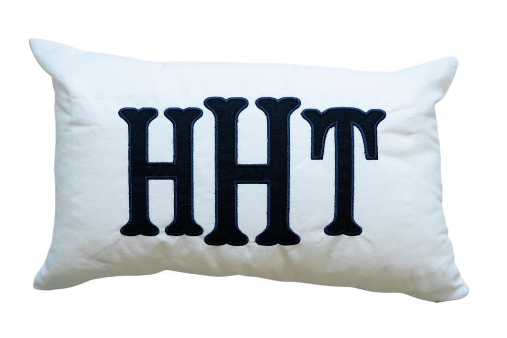 Navy Monogram Appliqué Pillow Cover