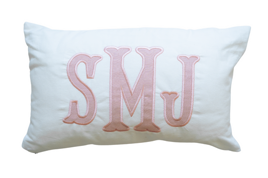 Pink Monogram Appliqué Pillow Cover